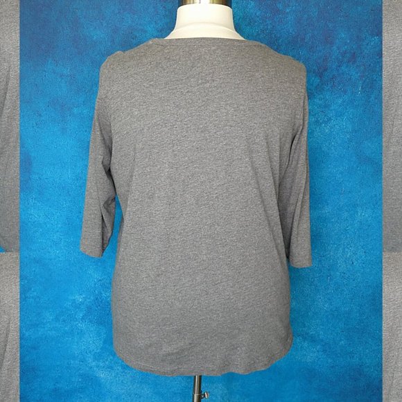 Woman Within Gray Three Quarter Sleeve Tee 22/24 - Picture 5 of 8